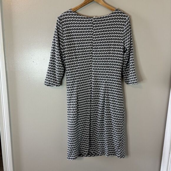 Coldwater Creek Ruched Dress Gray White Polka Dot Career Office Mature Sz 14 - Picture 4 of 8